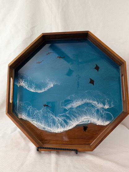 Caribbean Serving Tray with animals (17 inch Octagon)