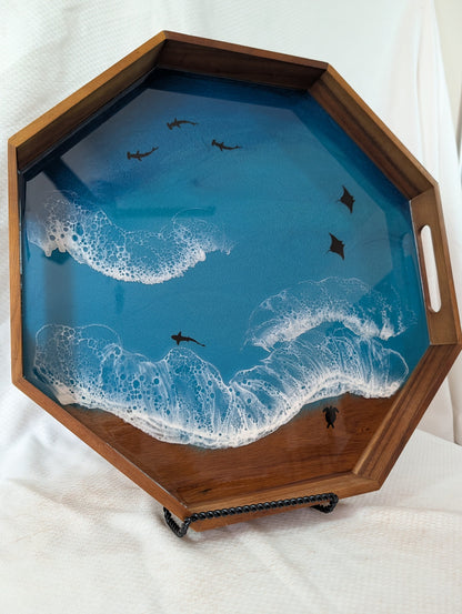 Caribbean Serving Tray with animals (17 inch Octagon)