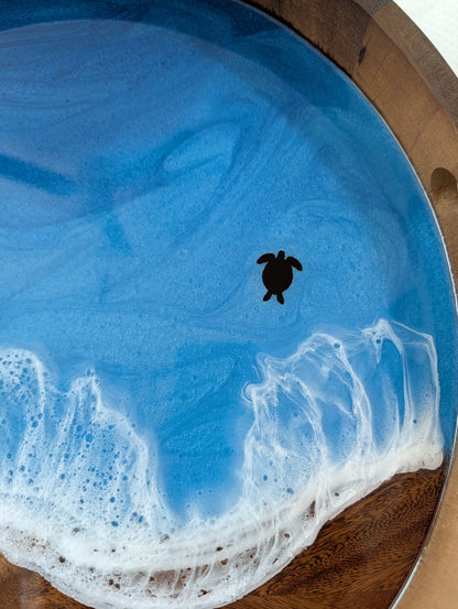 Pacific Blue Serving Tray with turtle (15 inch Circle)