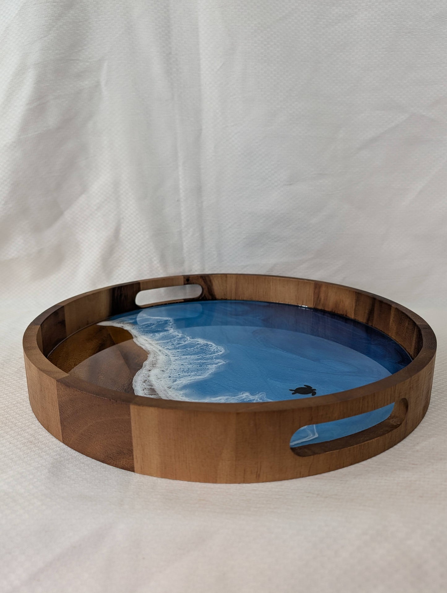 Pacific Blue Serving Tray with turtle (15 inch Circle)