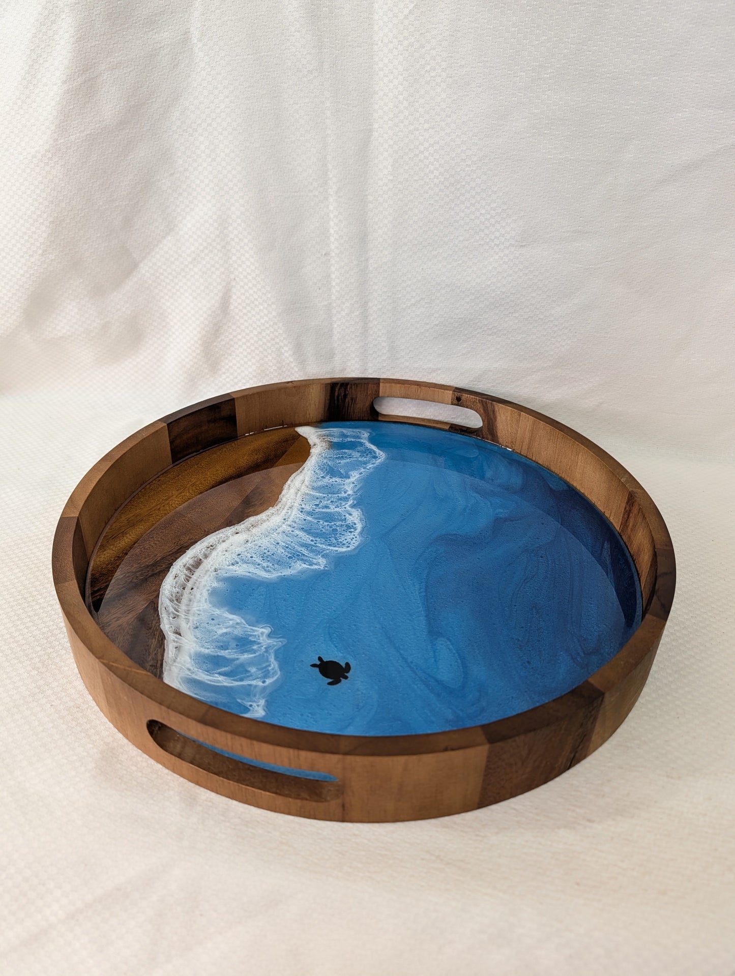 Pacific Blue Serving Tray with turtle (15 inch Circle)