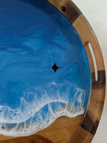 Pacific Blue Serving Tray with animals (17 inch Circle)