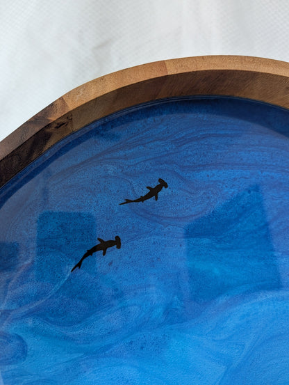 Pacific Blue Serving Tray with animals (17 inch Circle)