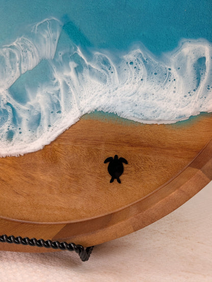 Caribbean Serving Tray with Sharks and turtle (17 inch Circle)