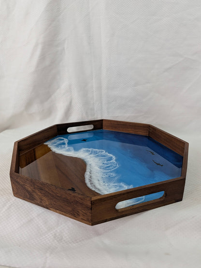 Pacific Blue Serving Tray with animals (17 inch Octagon)