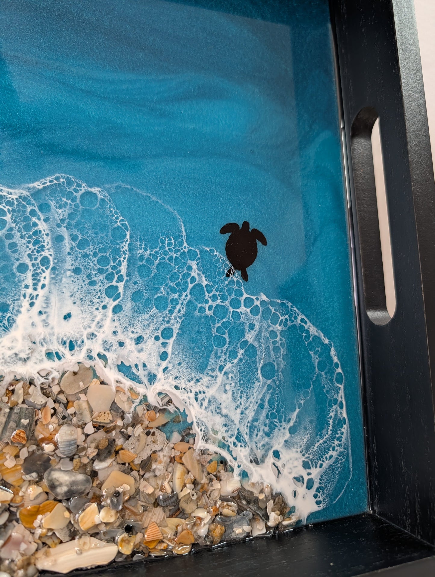 Caribbean Rectangle Serving Tray with crushed shell beach