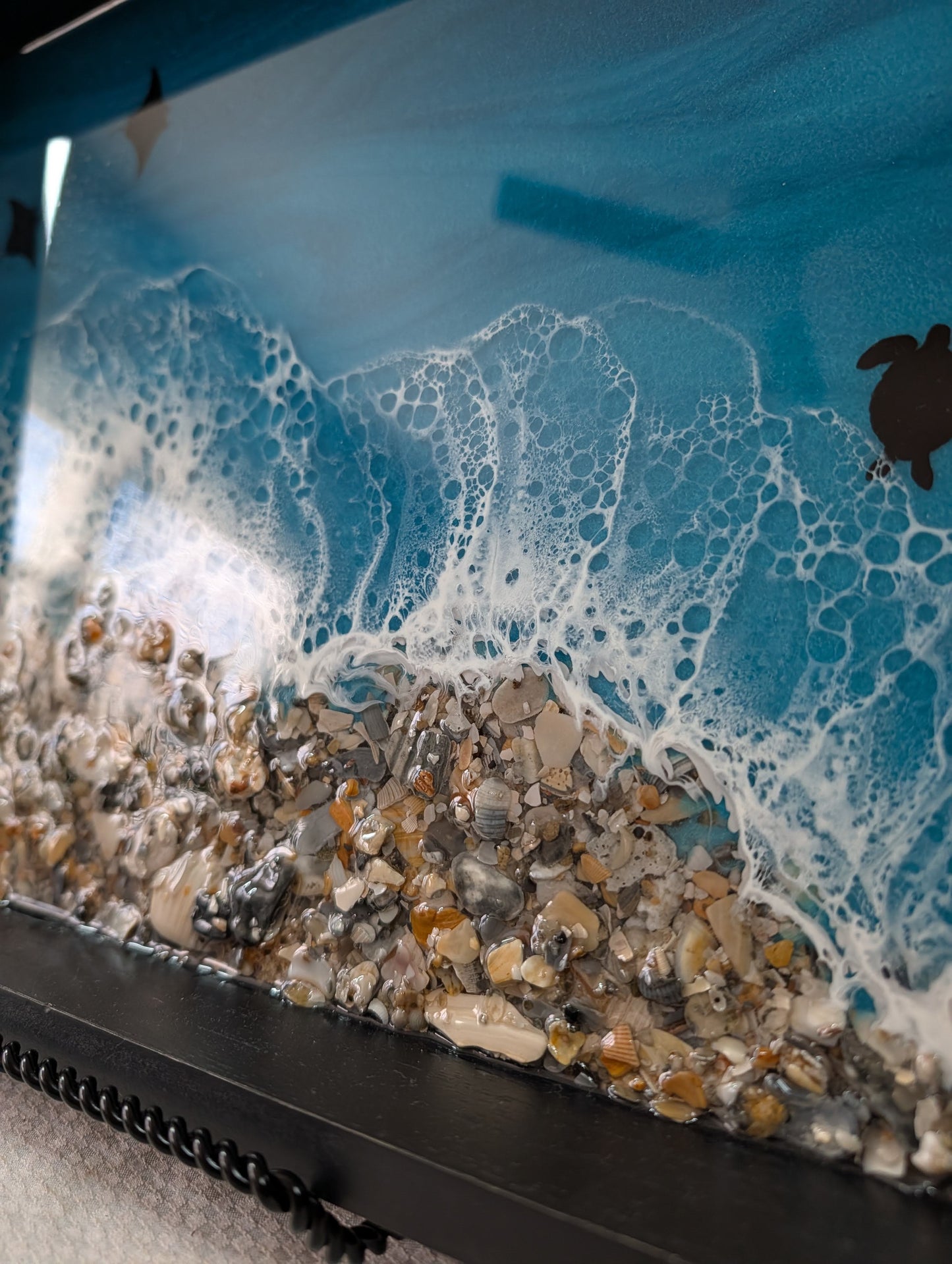 Caribbean Rectangle Serving Tray with crushed shell beach