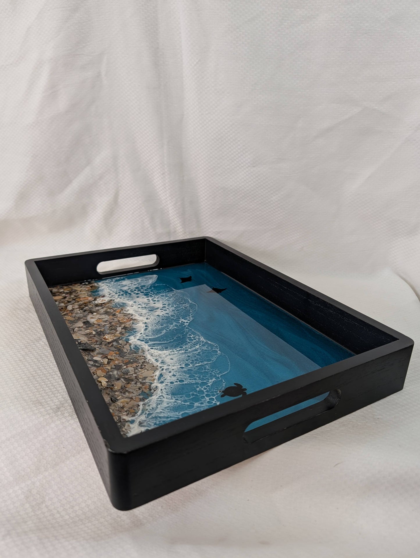 Caribbean Rectangle Serving Tray with crushed shell beach