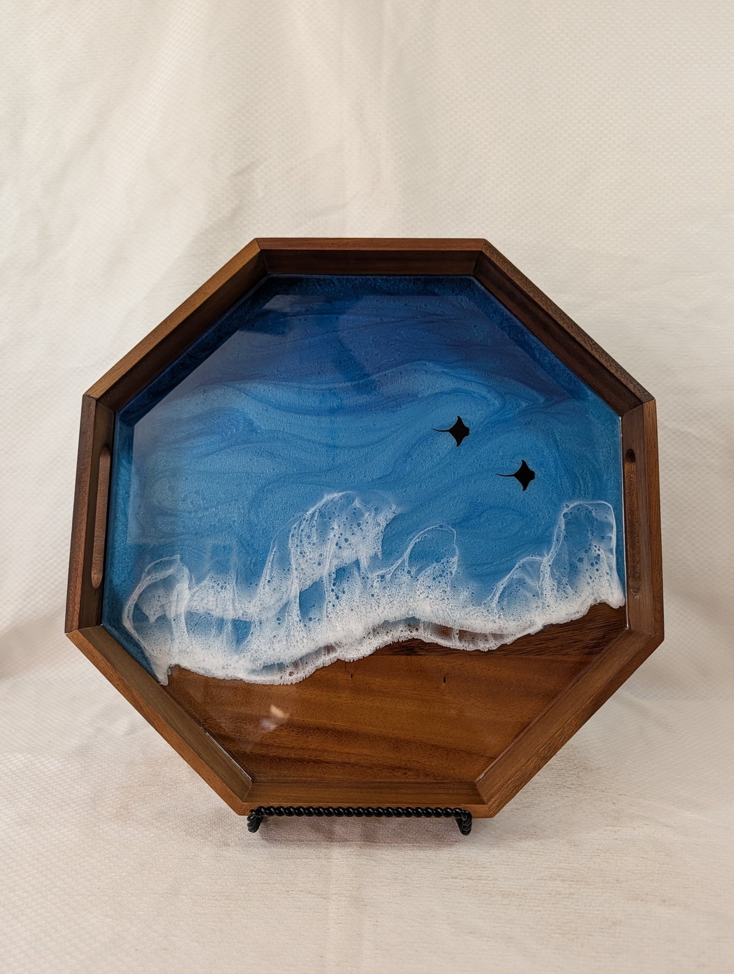 Pacific Blue Serving Tray with Stingrays (15 inch Octagon)