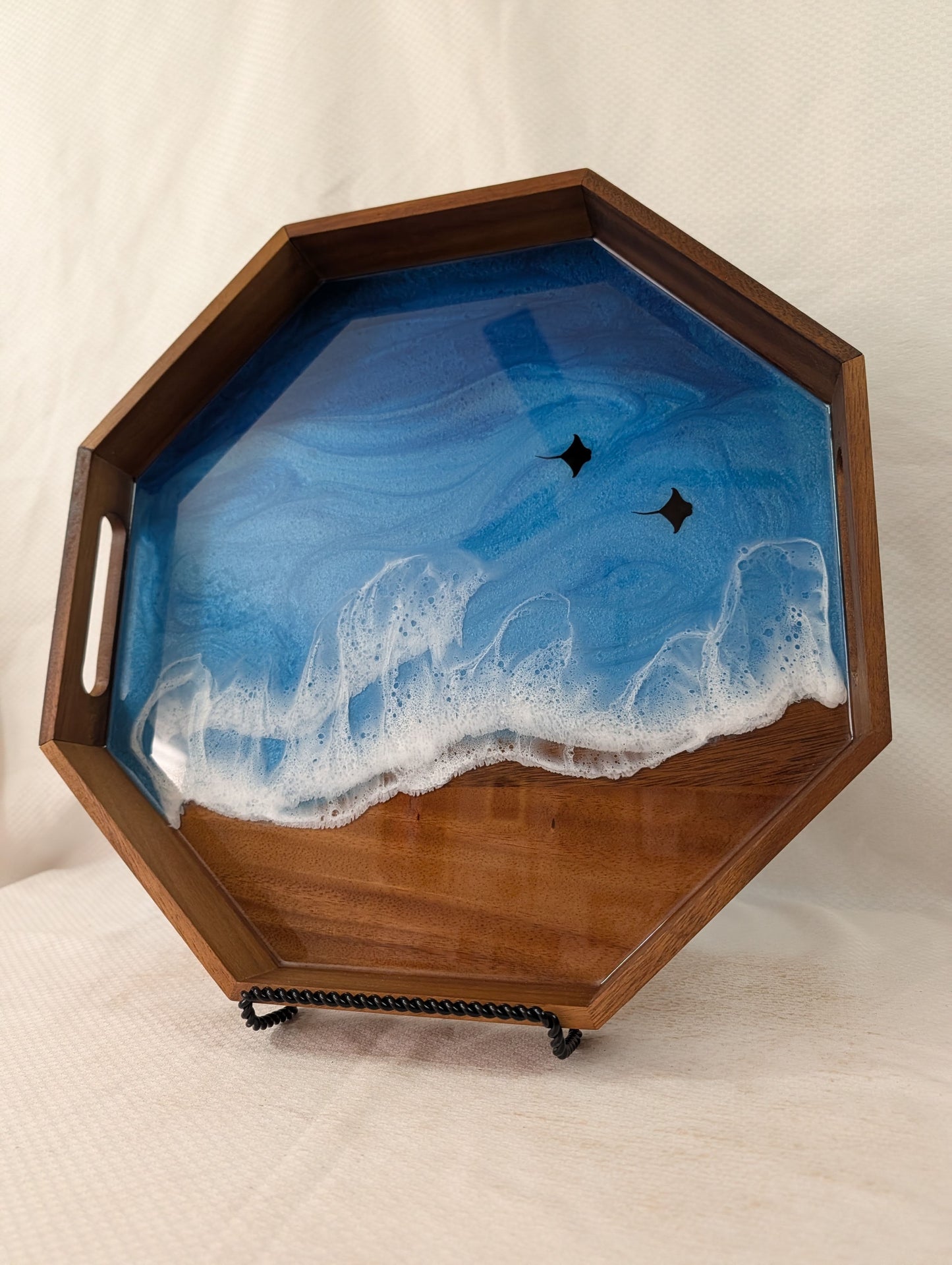 Pacific Blue Serving Tray with Stingrays (15 inch Octagon)