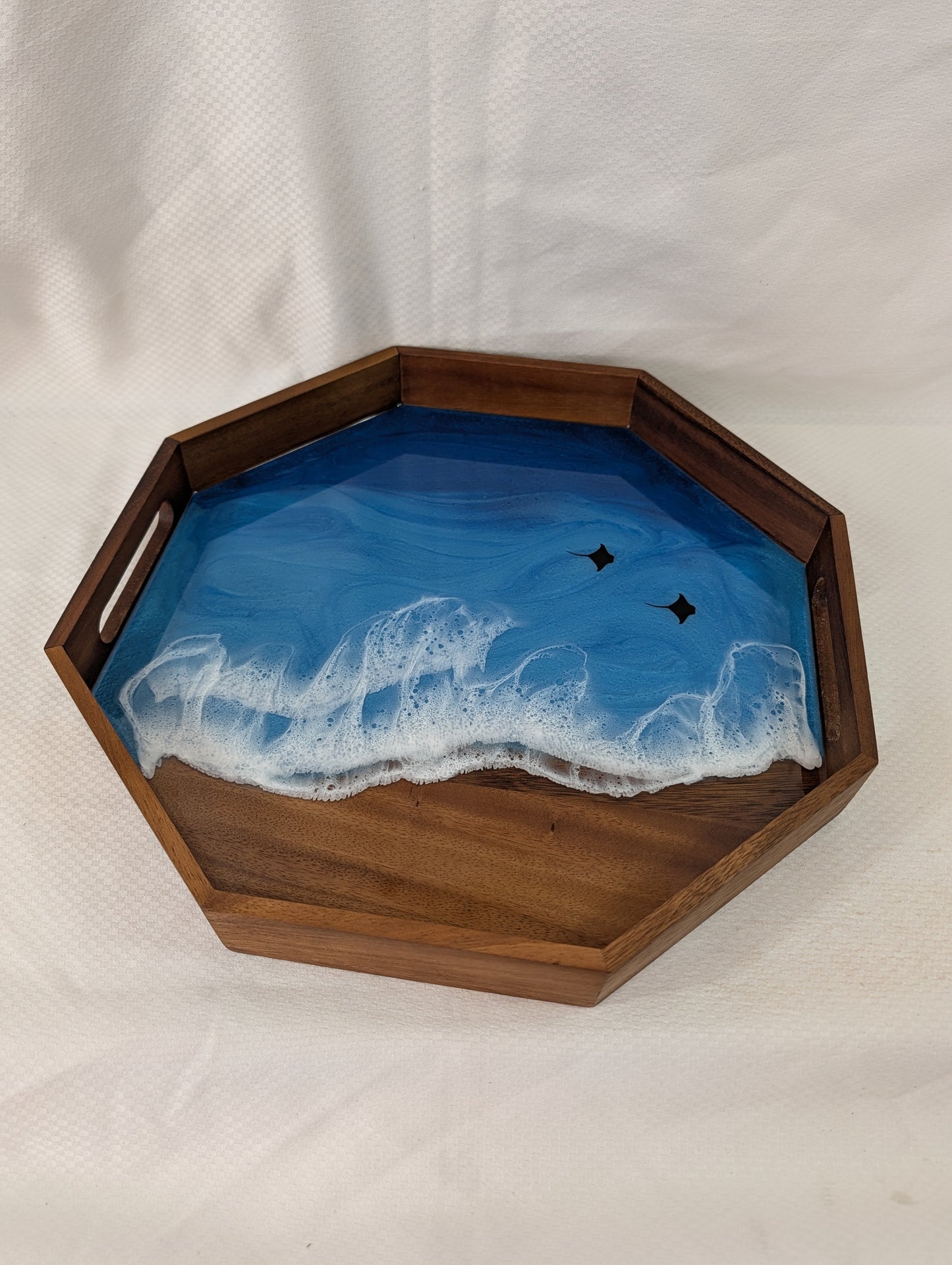 Pacific Blue Serving Tray with Stingrays (15 inch Octagon)