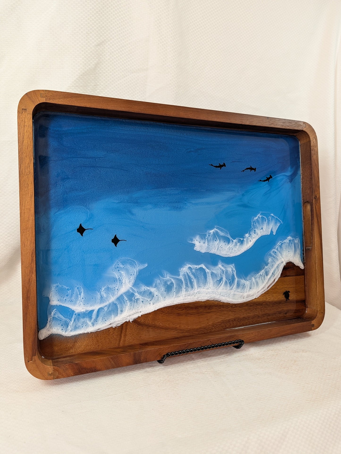 Pacific Blue extra large Rectangle Serving Tray with animals