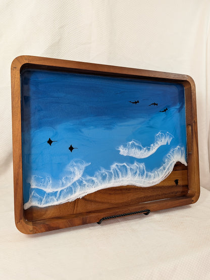 Pacific Blue extra large Rectangle Serving Tray with animals