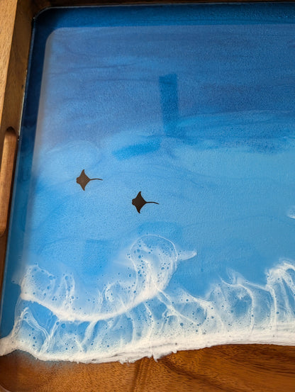 Pacific Blue extra large Rectangle Serving Tray with animals