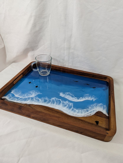 Pacific Blue extra large Rectangle Serving Tray with animals