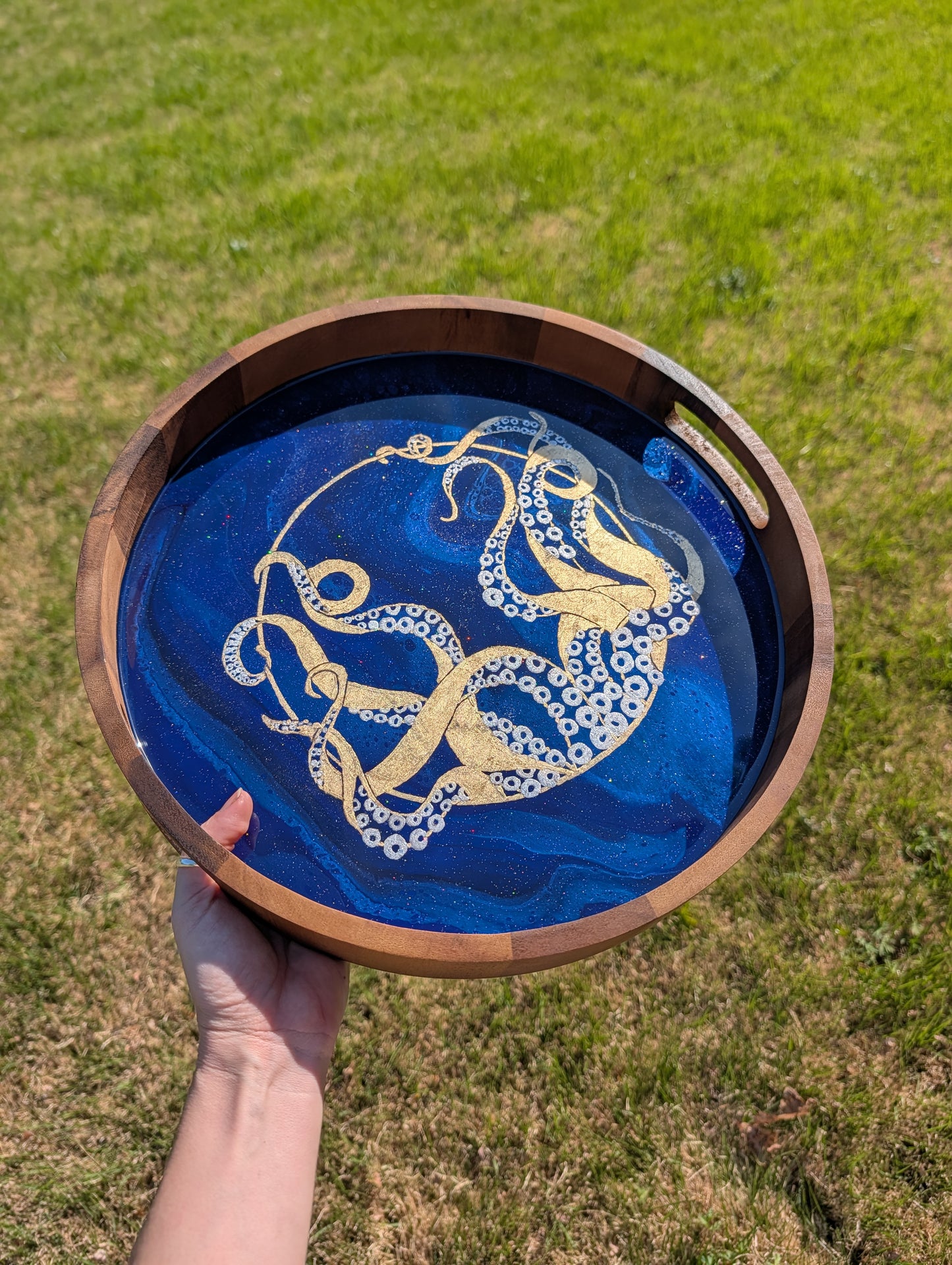 Gilded Octopus Serving Tray | small 13 inch