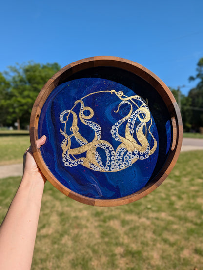 Gilded Octopus Serving Tray | small 13 inch