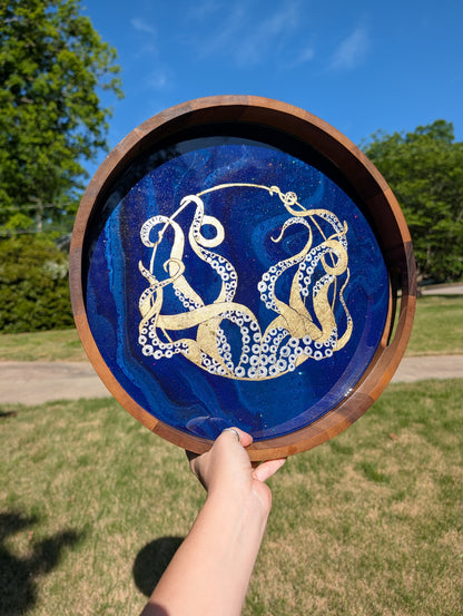 Gilded Octopus Serving Tray | small 13 inch