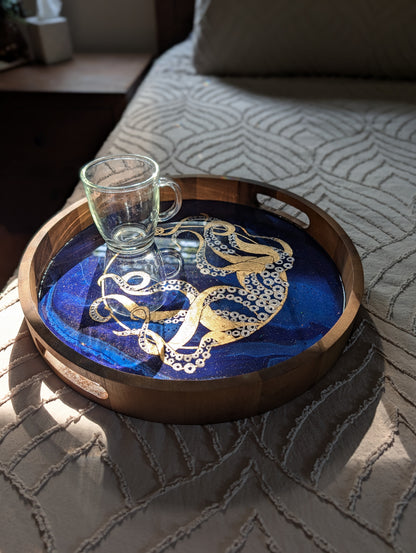 Gilded Octopus Serving Tray | small 13 inch