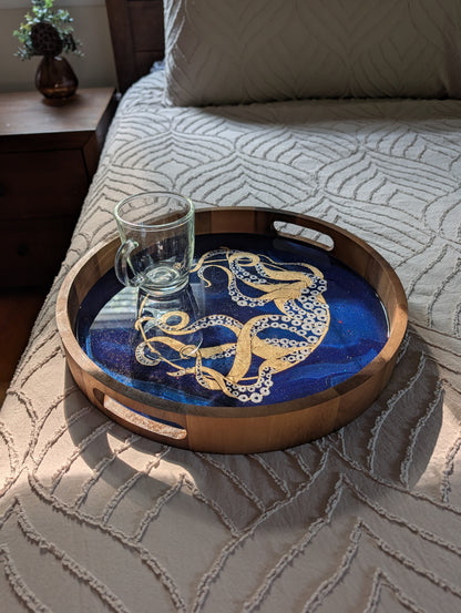 Gilded Octopus Serving Tray | small 13 inch
