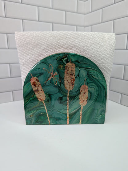 Gilded Dragonfly + Cattail Napkin Holder