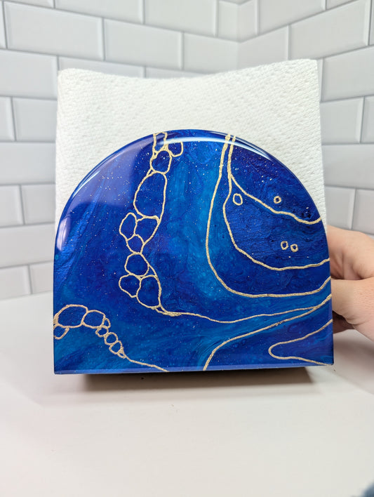 Gilded Cobalt Blue Abstract Napkin Holder