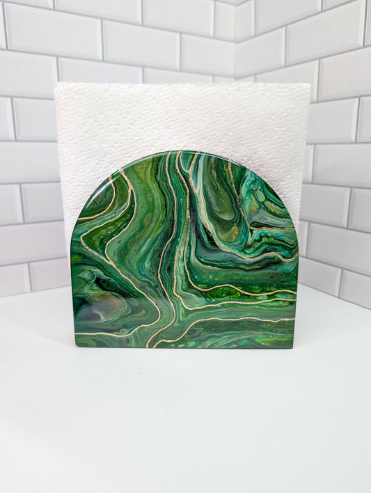 Gilded Green Abstract Napkin Holder