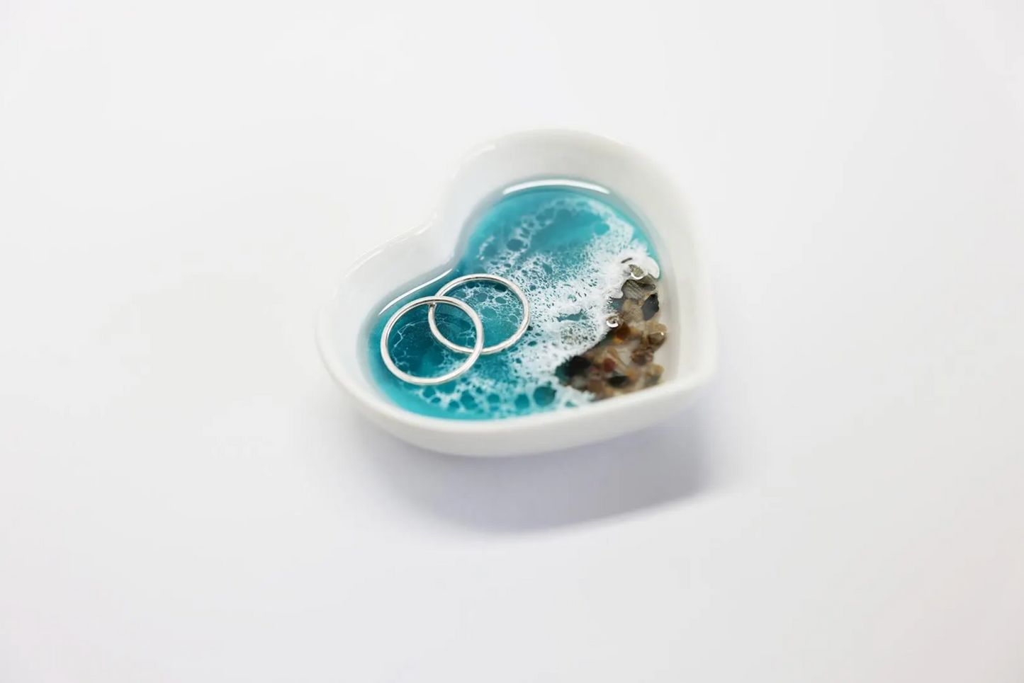 Caribbean Blue Pebble Beach Ceramic Ring Dish