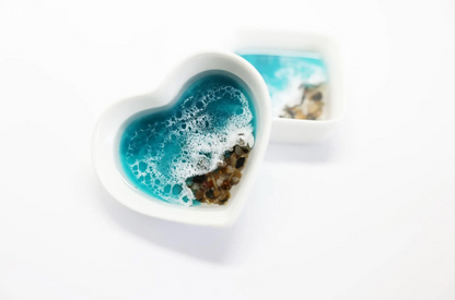 Caribbean Blue Pebble Beach Ceramic Ring Dish