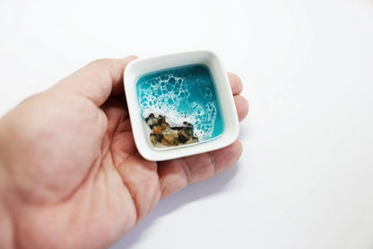 Caribbean Blue Pebble Beach Ceramic Ring Dish