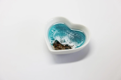 Caribbean Blue Pebble Beach Ceramic Ring Dish