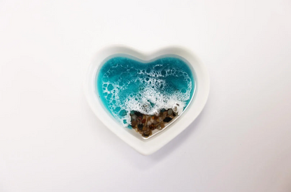 Caribbean Blue Pebble Beach Ceramic Ring Dish