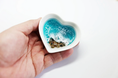 Caribbean Blue Pebble Beach Ceramic Ring Dish