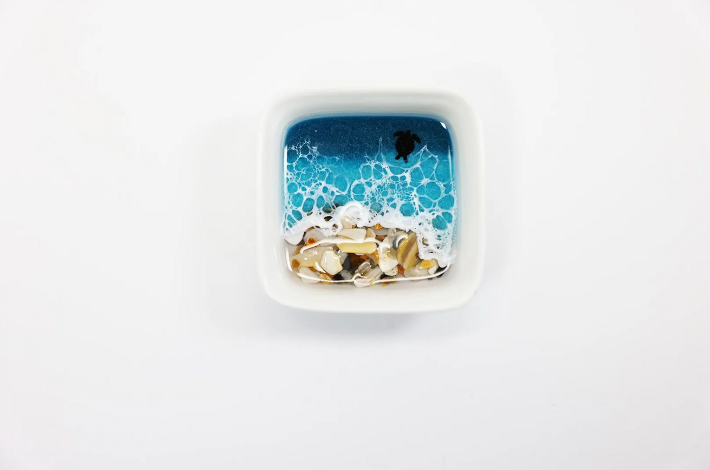 Caribbean Blue Crushed shells Ring Dish