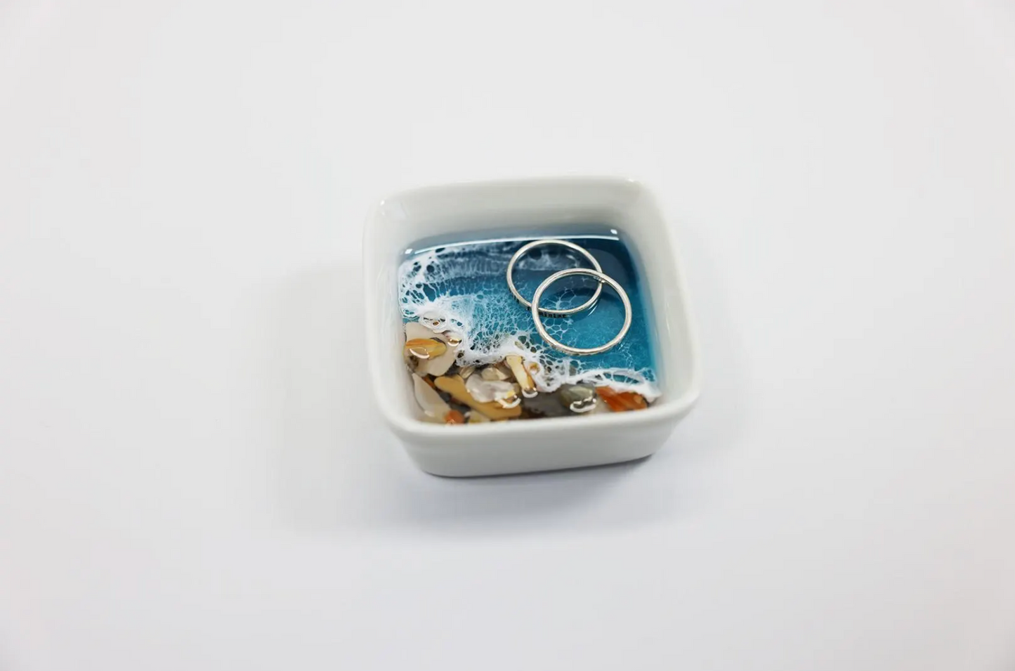 Caribbean Blue Crushed shells Ring Dish