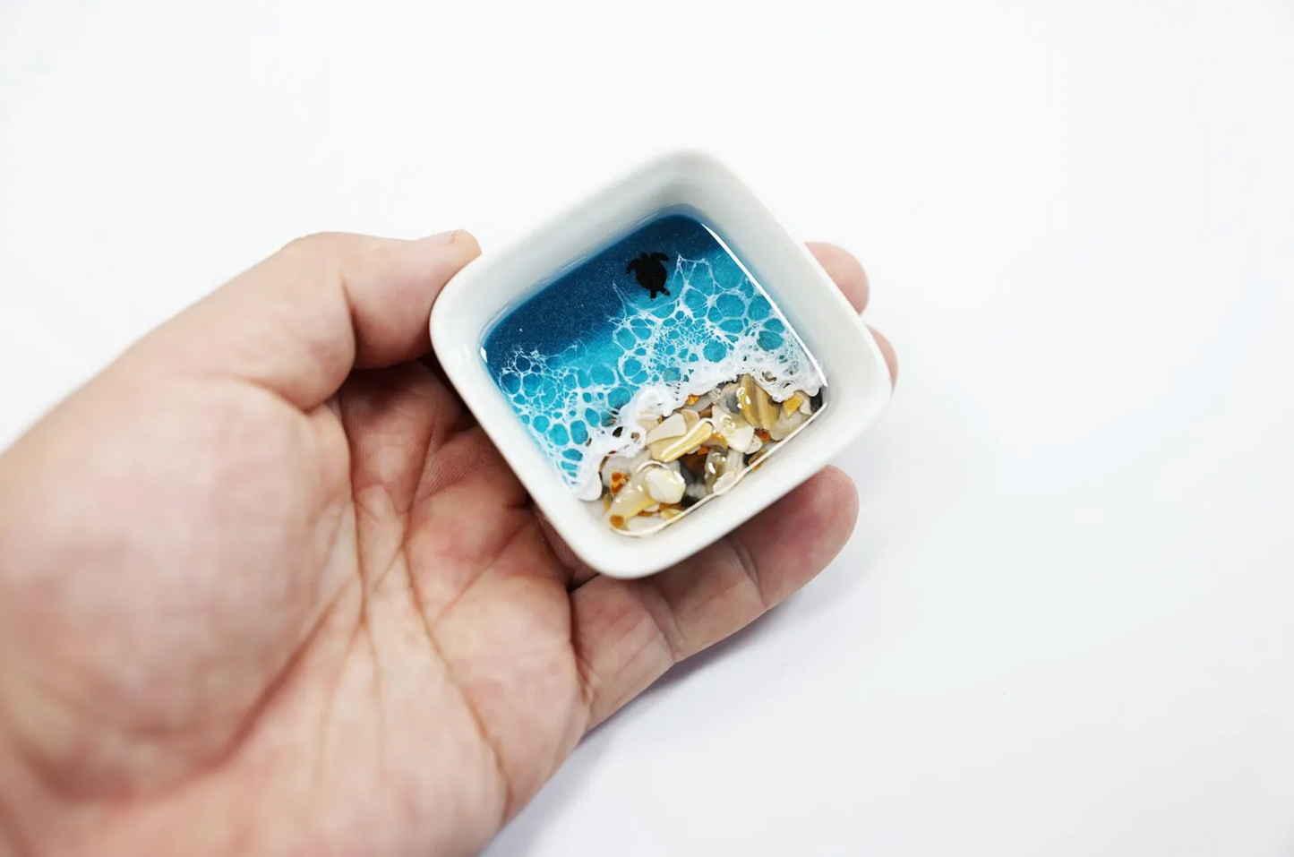 Caribbean Blue Crushed shells Ring Dish