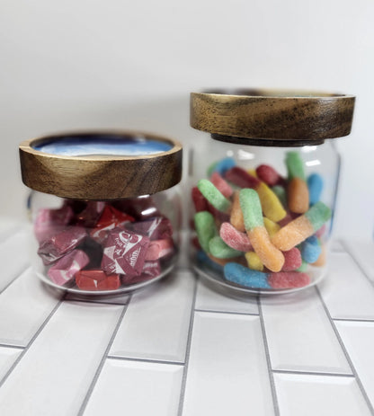 Glass Storage Jar | Handcrafted | Airtight Beach-Themed Lid | Functional Art | Pantry, Kitchen, Counter Storage Organizer