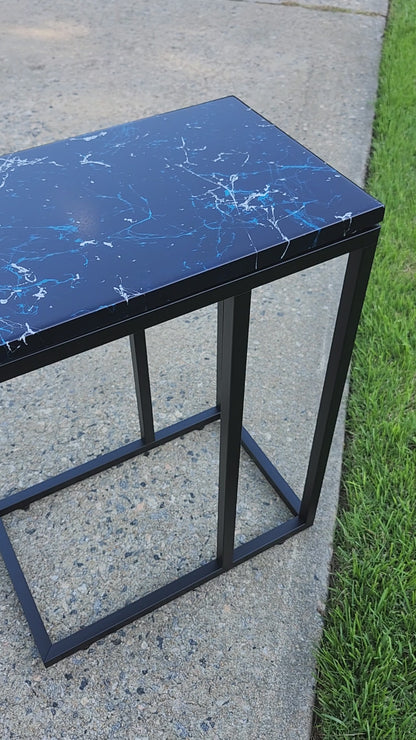 Splattered White and Navy "C" Table