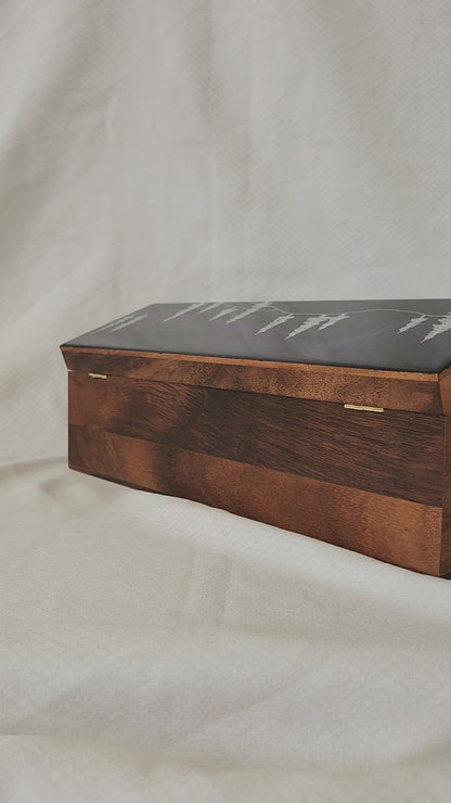 Aurora Inspired Tea Box (Purple sky silver trees)