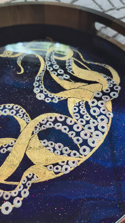 Gilded Octopus Serving Tray | small 13 inch