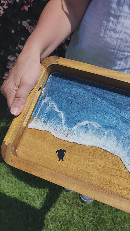 Catch all Tray | Stormy Ocean with sea turtle and stingrays