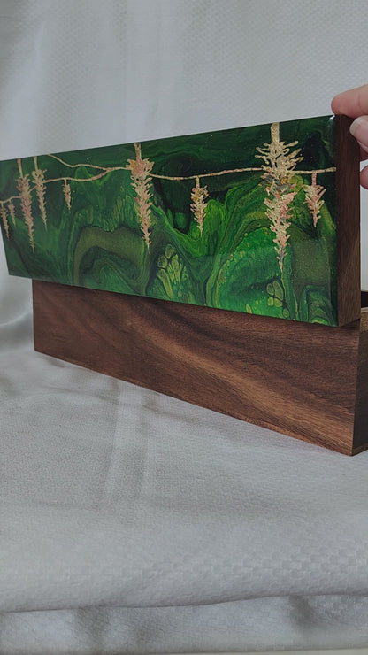 Aurora Inspired Tea Box (green sky gold trees)