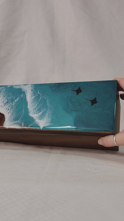 Ocean Tea Box | Wood Beach with Stingrays | Caribbean Ocean
