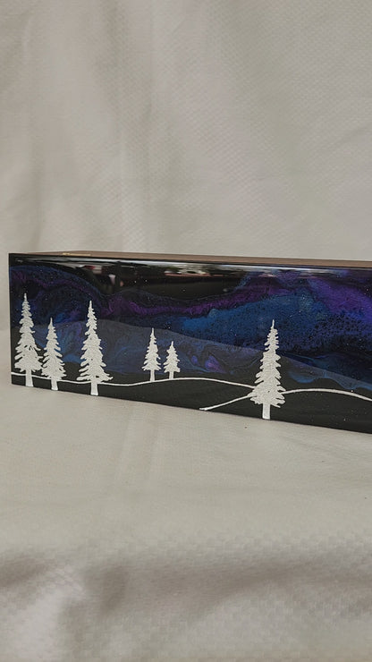 Aurora Inspired Tea Box (Blue sky silver trees)