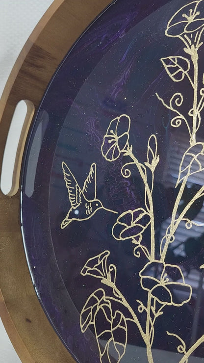 Hummingbirds and Petunia Serving Tray | Medium (15 inch)