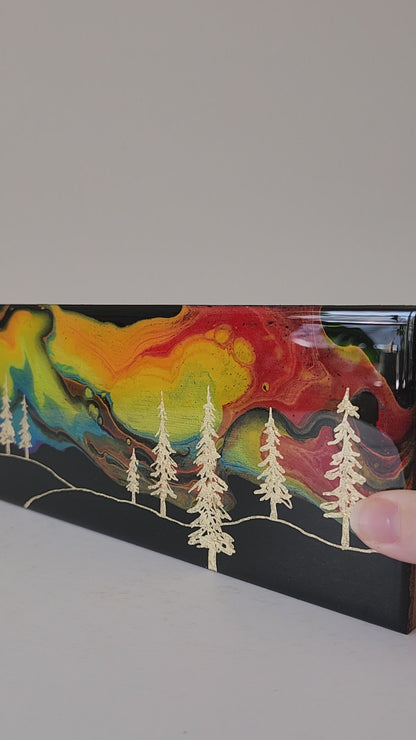 Aurora Inspired Tea Box (rainbow sky, gold trees)