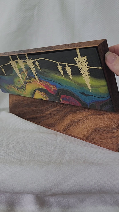 Aurora Inspired Tea Box (multicolor sky, gold trees)