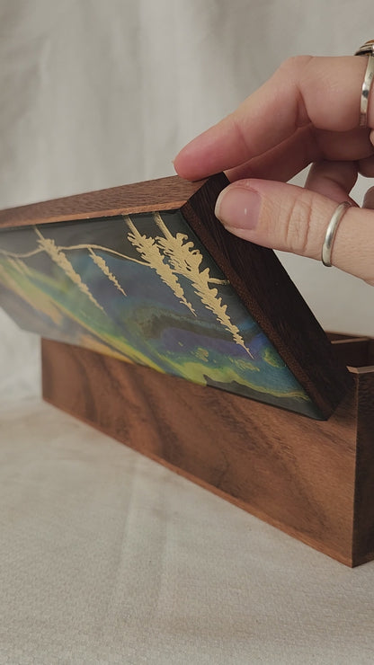 Aurora Inspired Tea Box (multicolor sky gold trees)