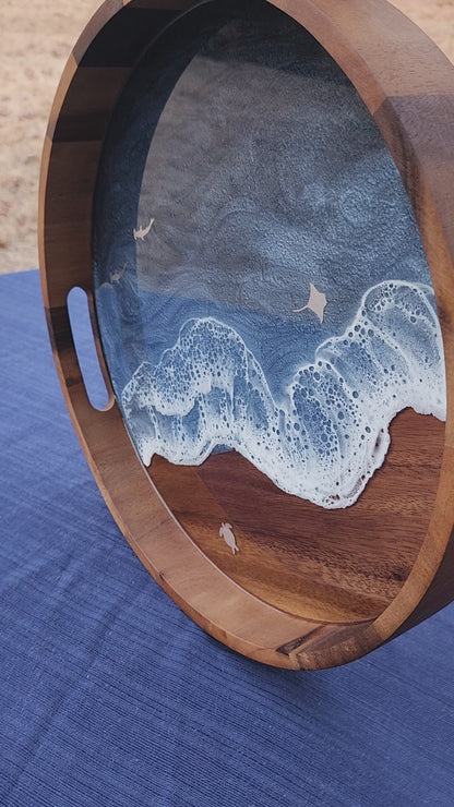 Circle Stormy Ocean Serving Tray (Medium)