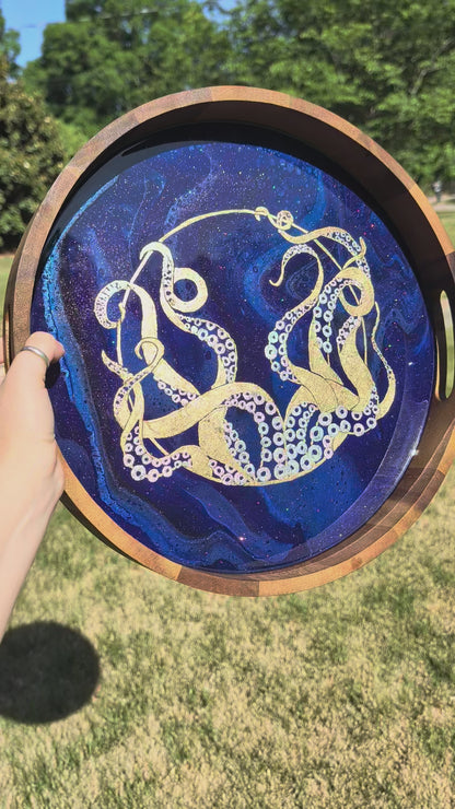 Gilded Octopus Serving Tray | small 13 inch